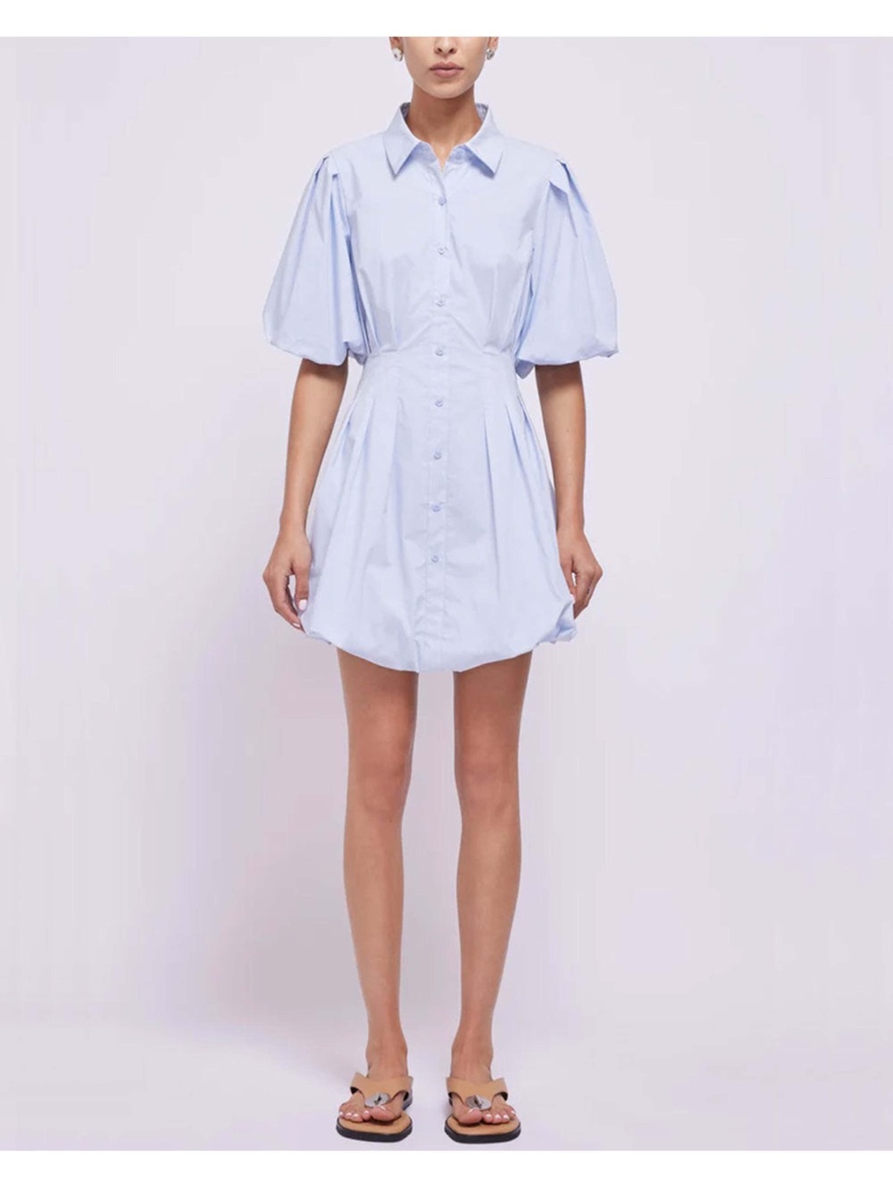Jonathan Simkhai Light Blue Puff-Sleeve Mini Dress